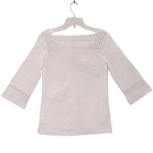 Lilly Pulitzer Cotton Top Crochet Lace Trim Jacquard Floral White Womens Size 4